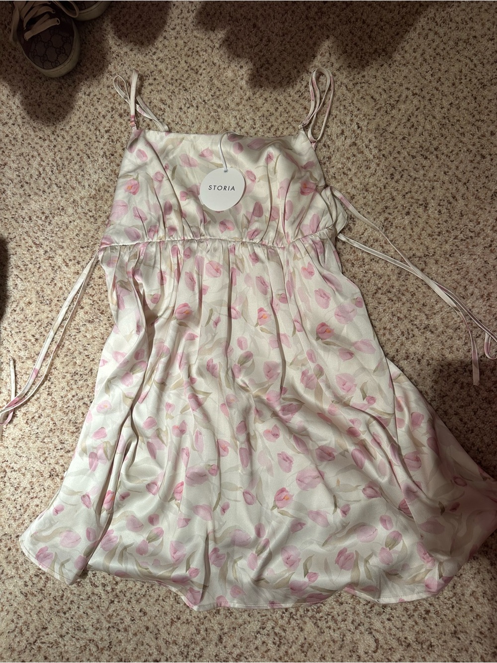NWT Storia Pink Floral Side Tie Dress